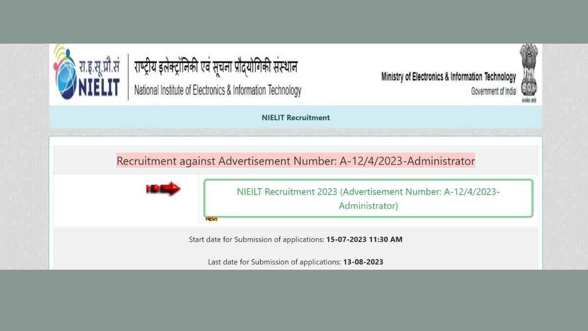 NIELIT Recruitment 2023: साइंटिस्ट सहित विभिन्न पदों पर निकली भर्तियां ...