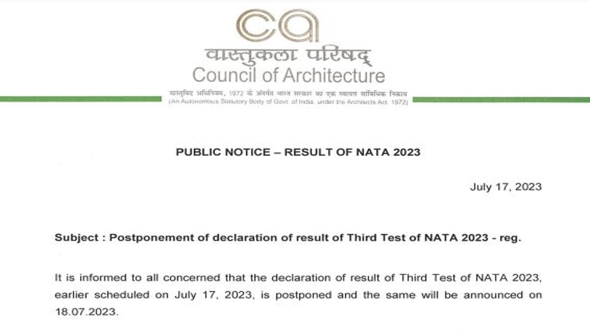 NATA 2023 Phase 3 Result on July 18, 2023