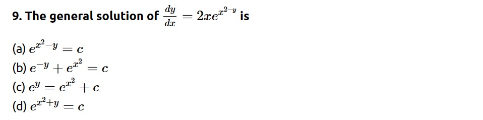 CBSE Class 12 Maths Chapter 9 Differential Equations MCQs