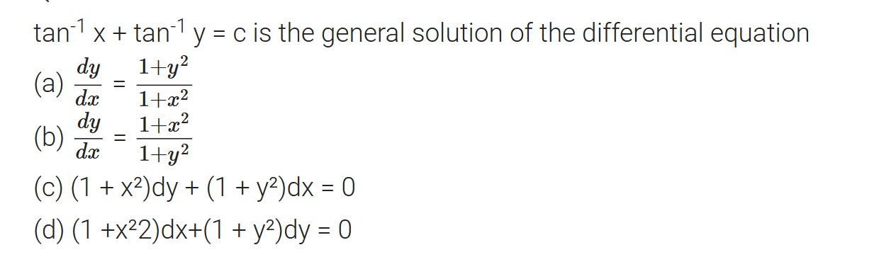 Question 8 Differential Equation MCQ