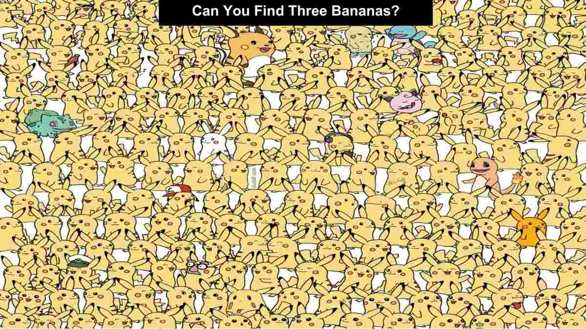 Can You find three bananas among the Pikachus?