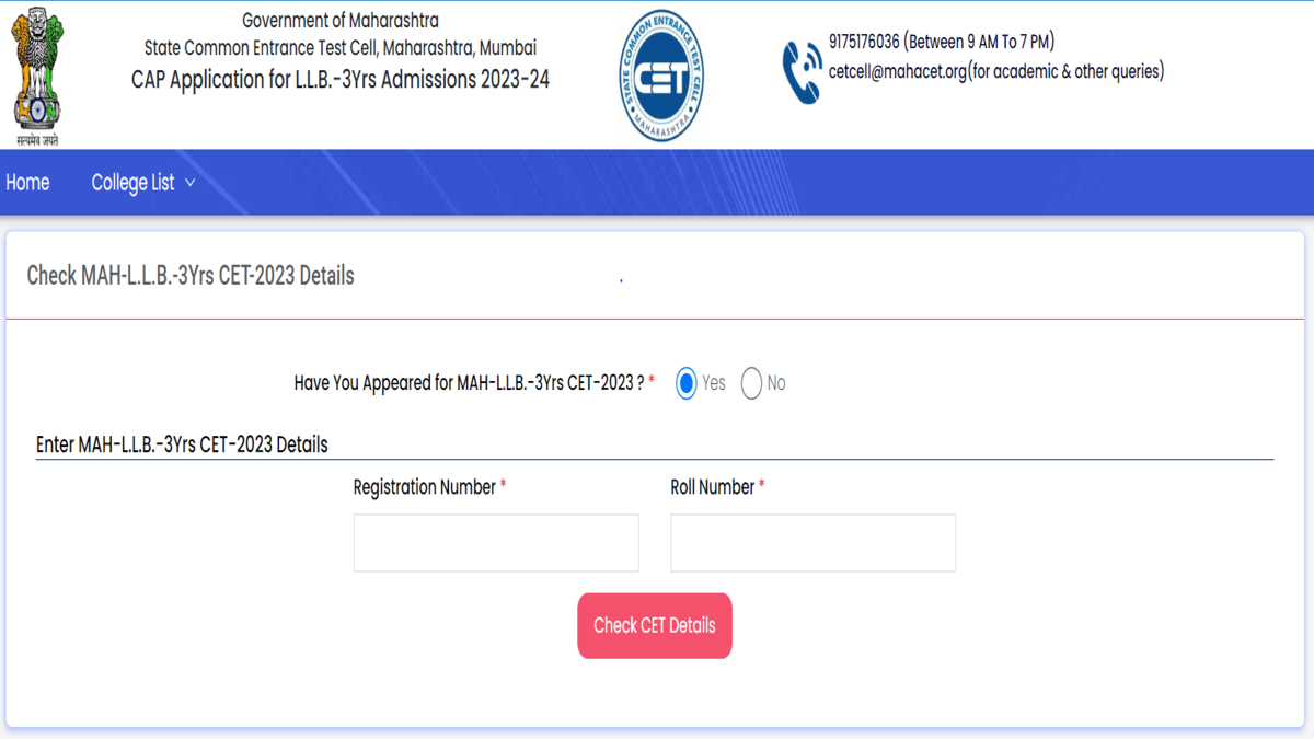 MHT CET LLB 3-year Counselling CAP Registration 2023 Last Date Extended ...