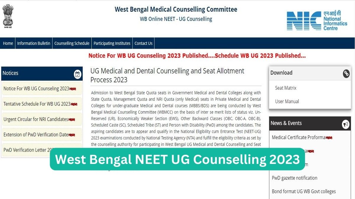 West Bengal NEET UG Counselling 2023 Registrations To Begin on