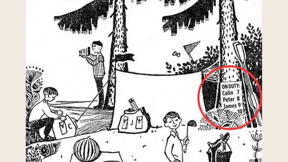 Four people are on the campsite