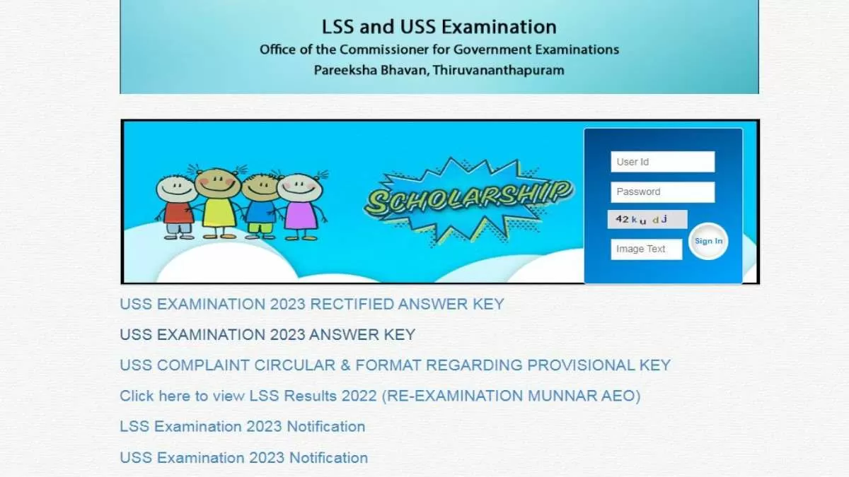 Kerala USS Scholarship Answer Key 2023