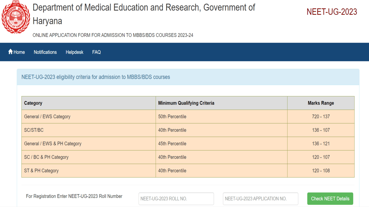 Haryana NEET UG Counselling 2023 Registration For Round 1 Starts, Check ...