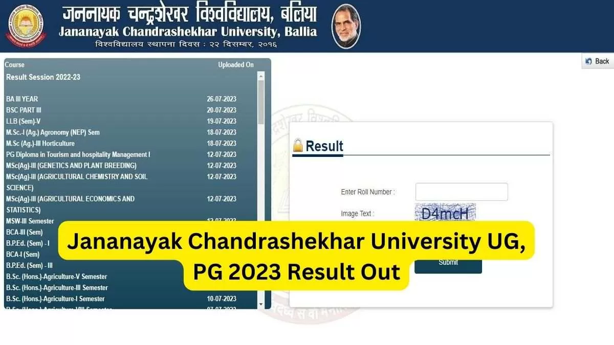 Jananayak Chandrashekhar University Result 2023