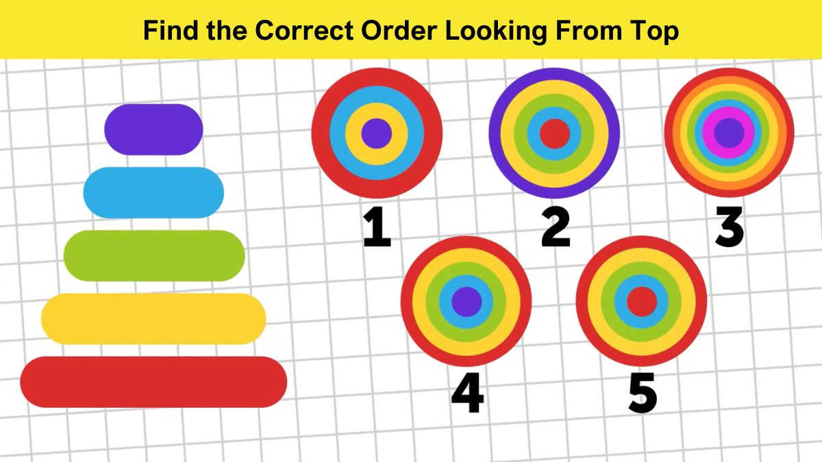 Brain Teaser IQ Test: Find the Correct Colour Order Looking From the Top in  5 Seconds!