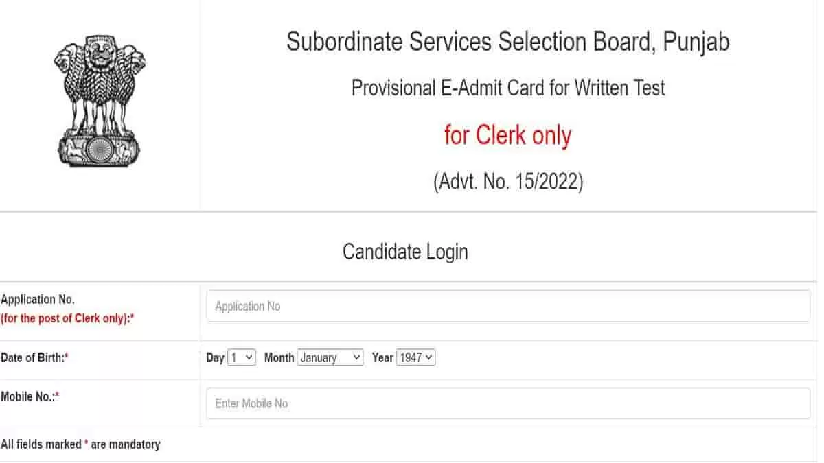 Psssb Clerk Admit Card 2023 Released At Sssb Punjab Gov In Check
