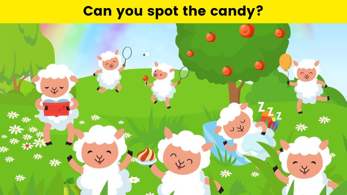 How sharp is your vision? Find the candy hidden among the flock of sheep in 9 seconds.