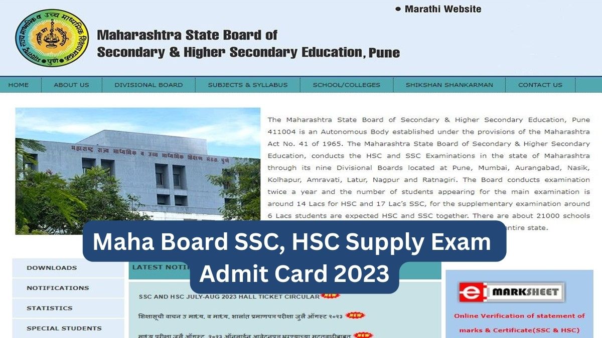 Maha Board SSC, HSC Supply Exam Admit Card 2023 Releases Today, Check ...