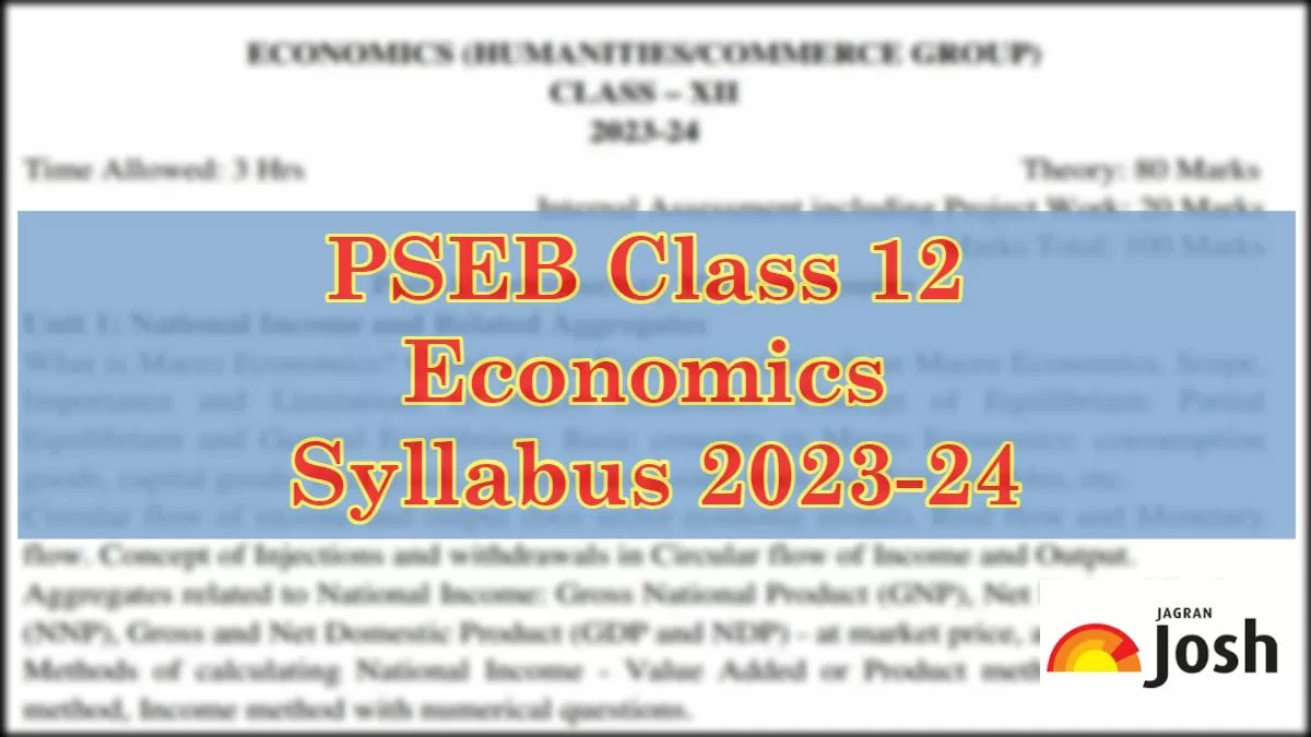 Download PSEB Class 12 Economics Syllabus 2023-24 in PDF