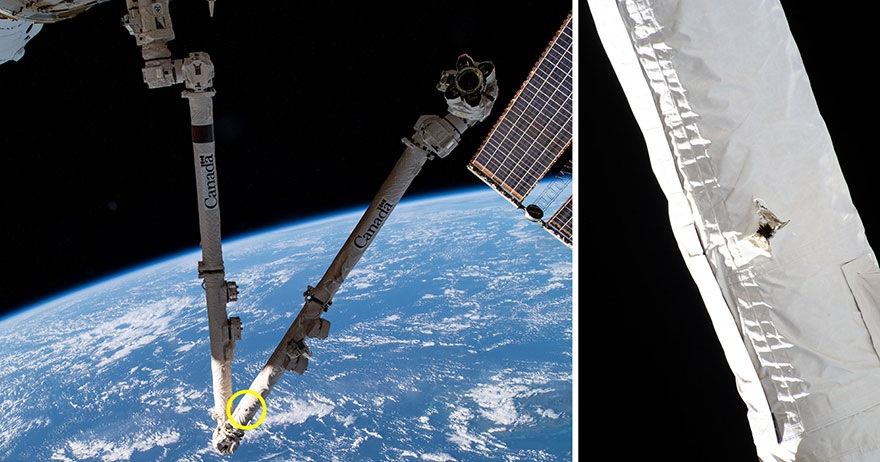 Canadarm2 Space Debris Hit