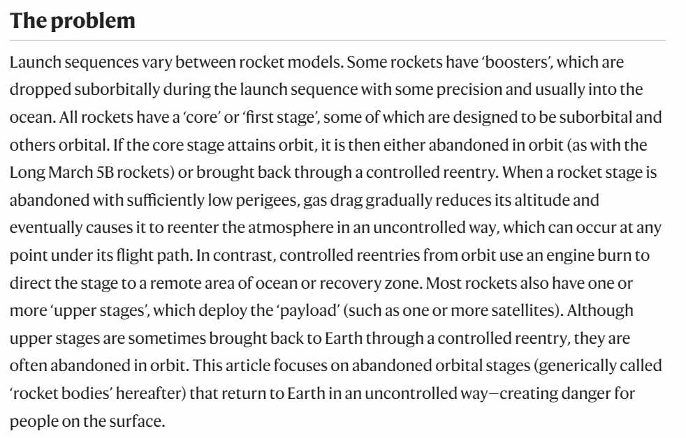 space debris falling on earth