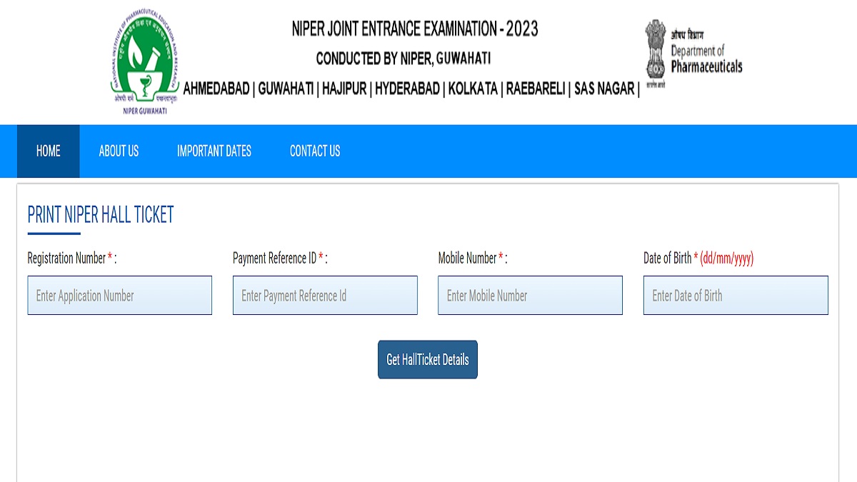 NIPER JEE 2023 Admit Card