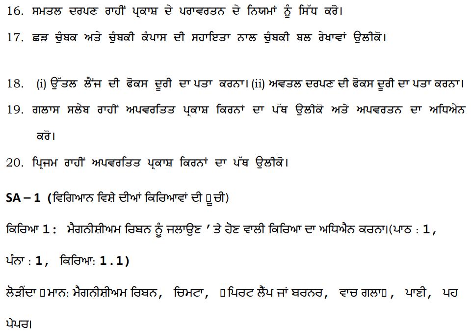 pseb class 10 science syllabus