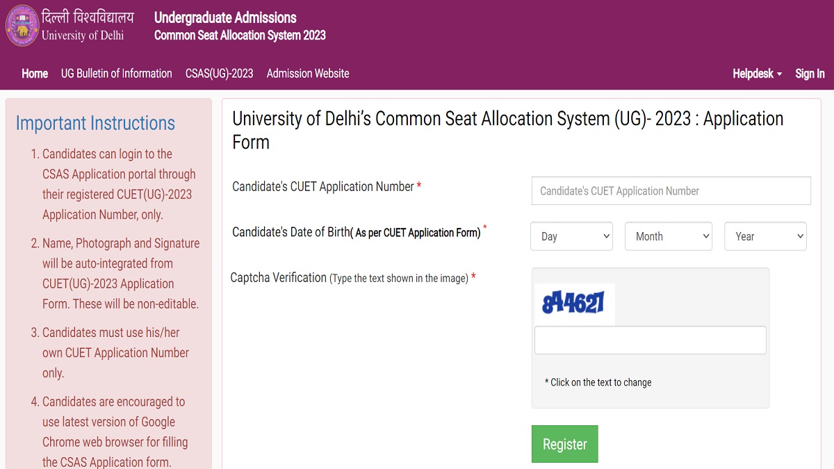 DU Admission 2023 Delhi University CSAS Portal 2023 Launch for
