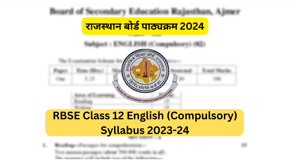 RBSE Class 12th English Syllabus 202324 Download 2025 Syllabus PDF