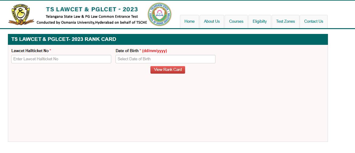 TS LAWCET rank card 2023
