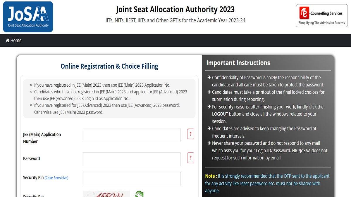 JoSAA 2023 Counselling Registrations Begin