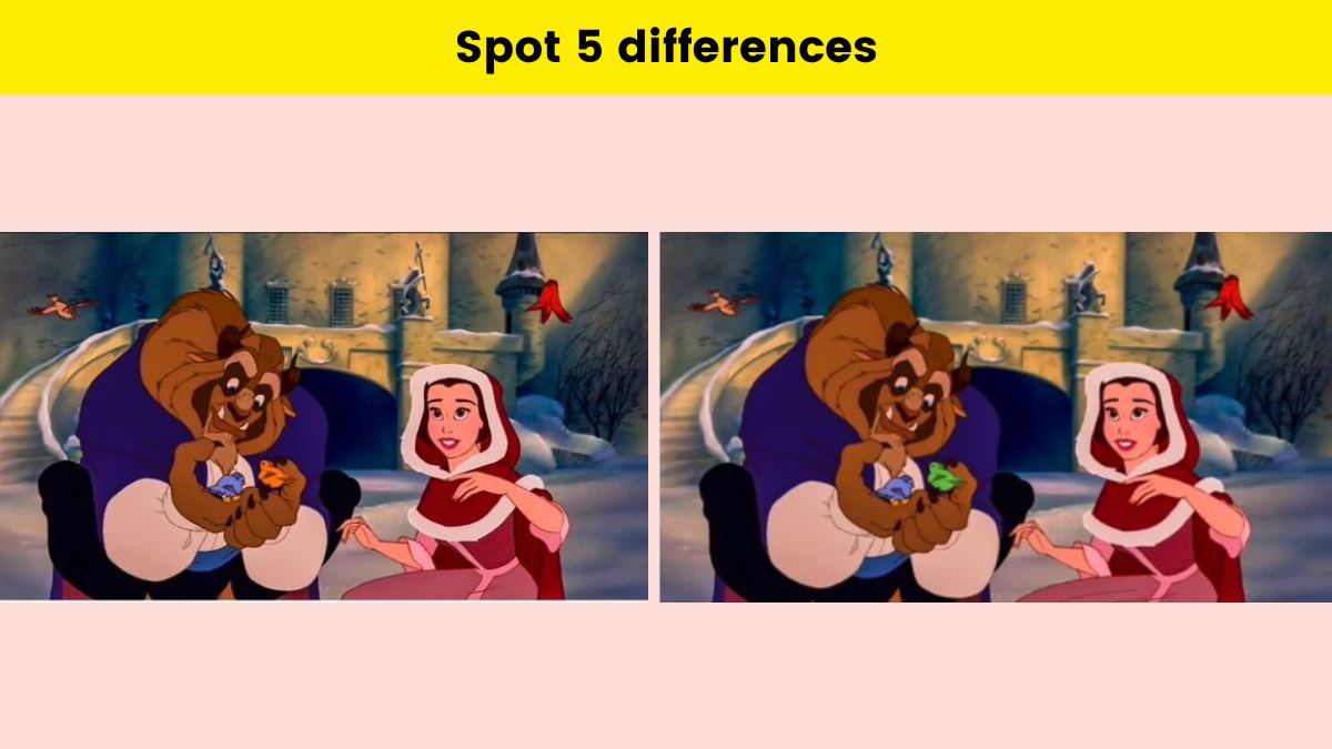 Finding 5 differences between the two Beauty and Beast pictures is almost impossible. Can you do it? 