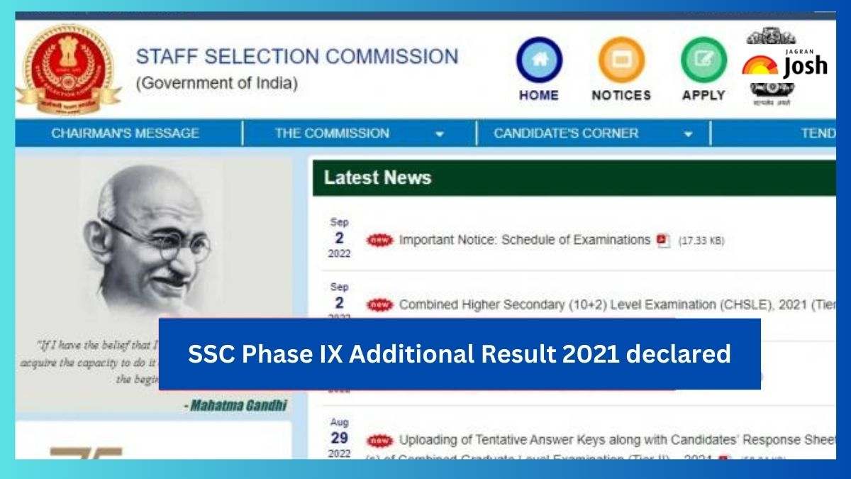 SSC Phase IX Additional Result 2021 Declared: एसएससी सेलेक्शन पोस्ट IX एडिशनल रिजल्ट हुआ घोषित, इस ssc.nic.in लिंक से करें चेक