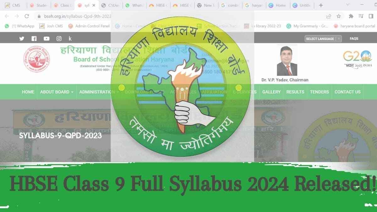 Haryana Board Class 9 Syllabus 2023-2024: Download Subject-wise PDFs