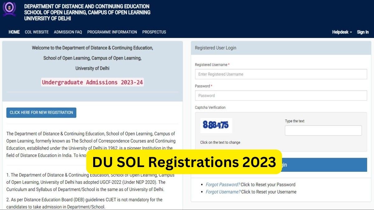 DU SOL Registrations 2023 For UG Programmes Commence, Get Direct Link ...