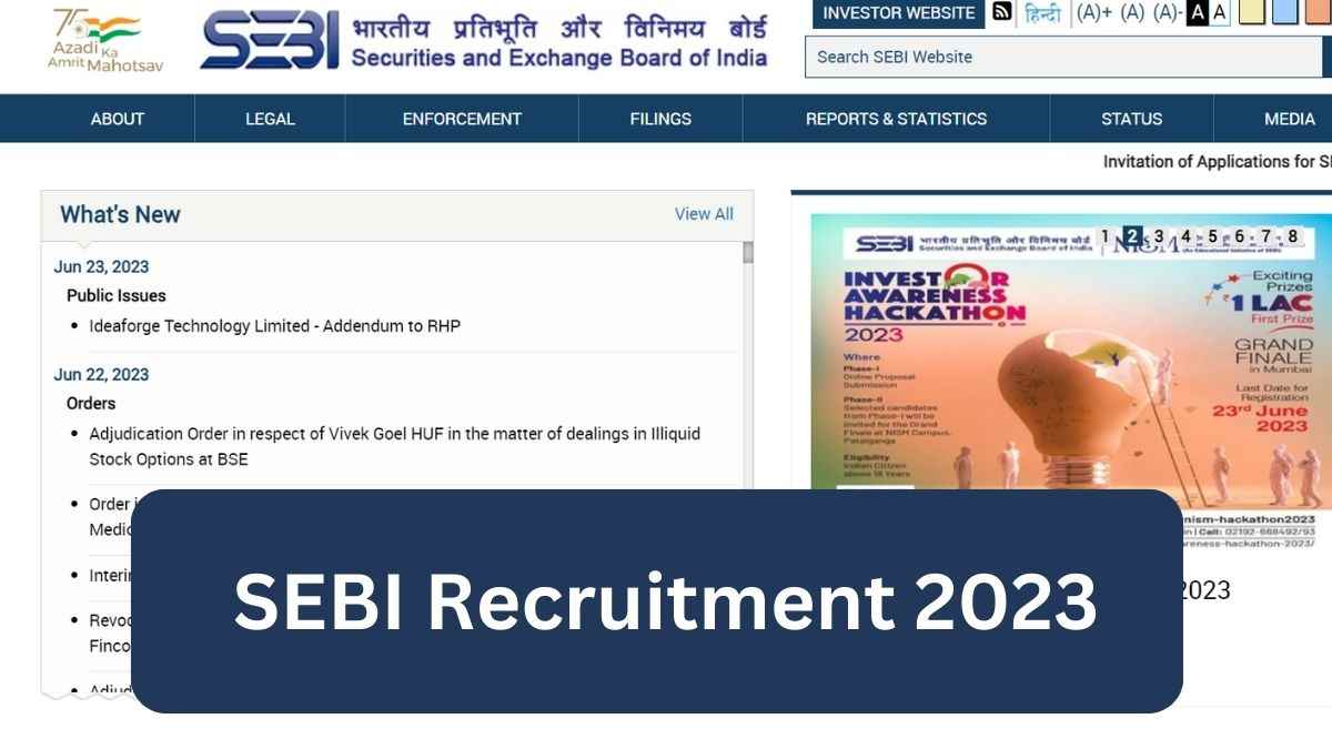 SEBI Grade A Recruitment 2023 Notification issued for recruitment to