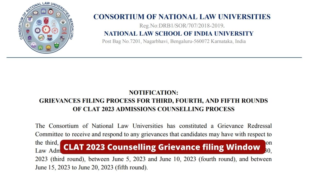 CLAT 2023 Counselling Grievance filing Window 