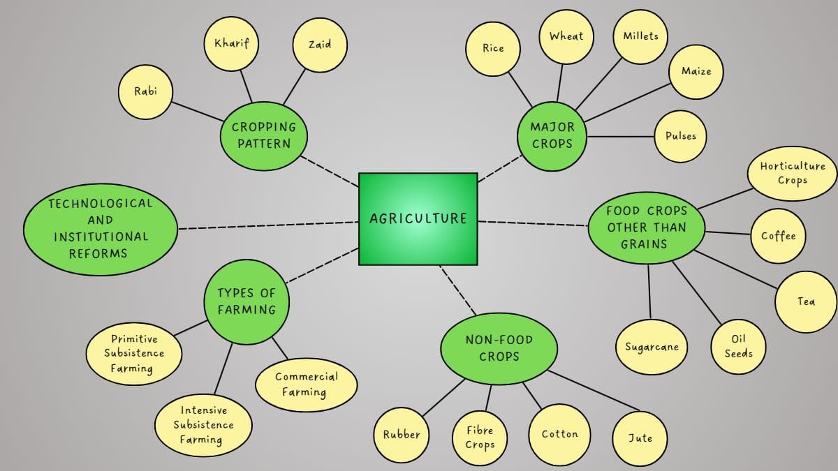 Download PDF for CBSE Class 10 Social Science Chapter 4 Agriculture Mind Map