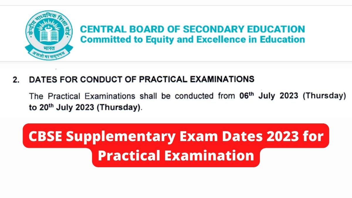 CBSE Supplementary Exam Dates 2023 Released for Practical Examination