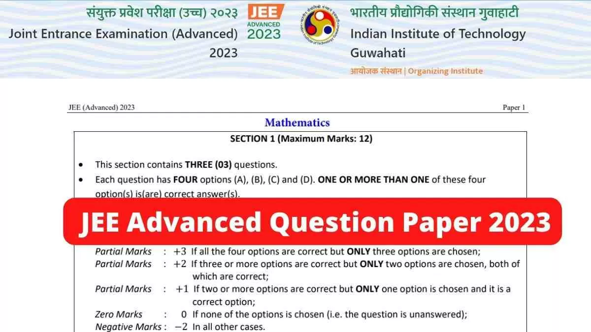 JEE Advanced Question Paper 2023, Download Official Paper 1 and 2 PDF