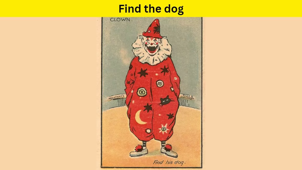 Brain Teaser- Spot the dog hidden in the clown picture within 6 seconds
