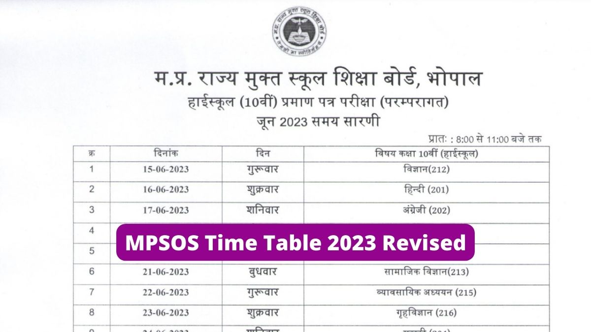 MPSOS Time Table 2023 Revised