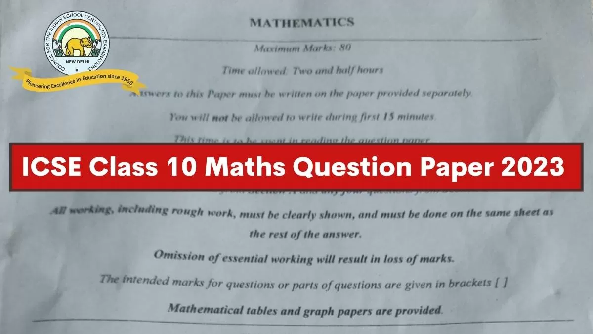 Icse Class 10 Maths Question Paper 2023 Download Pdf 1678