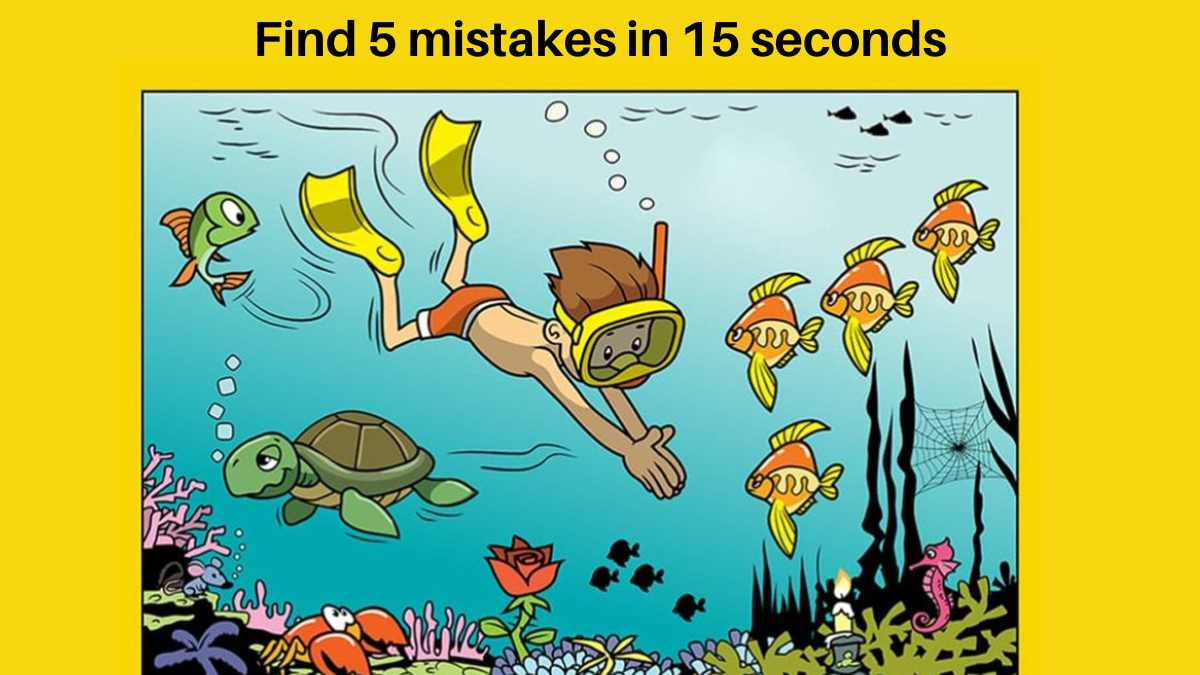 Brain Teaser Challenge: Spot 5 mistakes in the sea diving image in 15 seconds