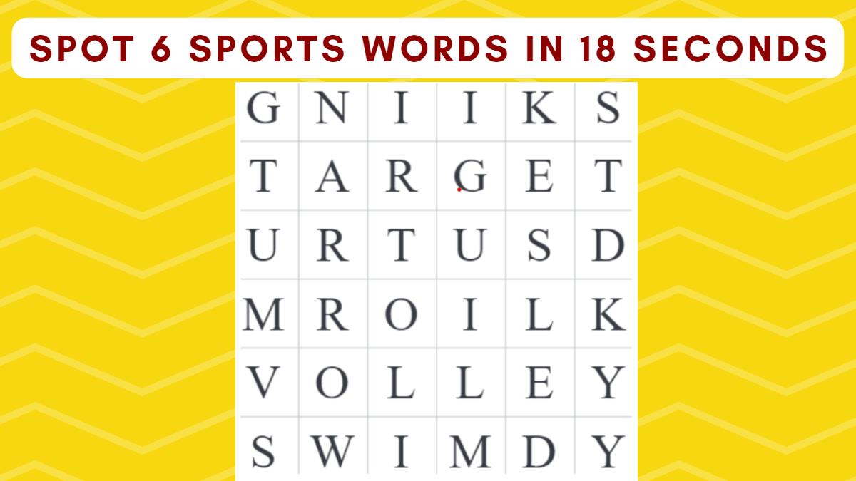 Word Search Puzzle Can You Spot 6 Sports related Words In 18 Seconds 