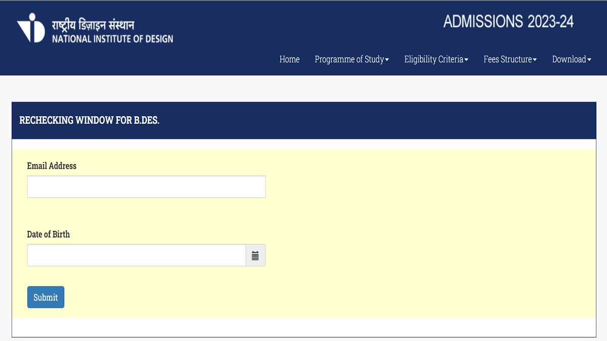 NID DAT 2023 B.Des Result Rechecking Window Close Today