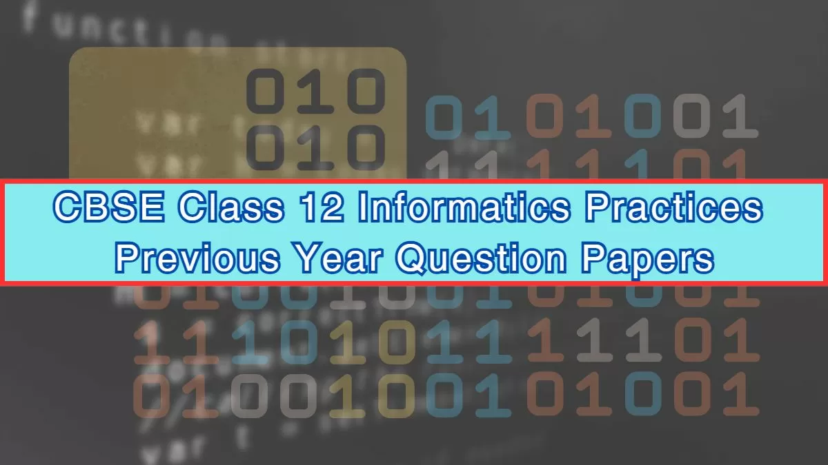 CBSE Informatics Practices Previous Year Question Paper Class 12 With ...