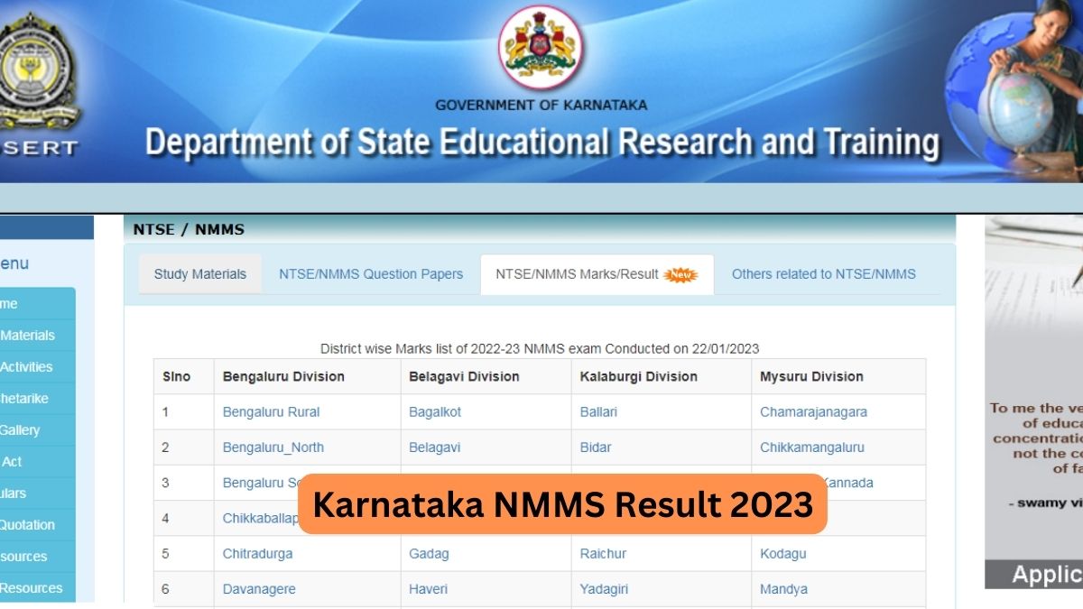 Karnataka NMMS Result 2023 OUT