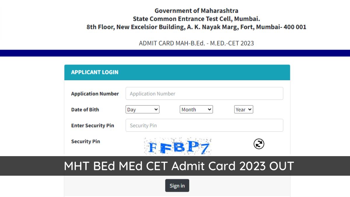 MAH BEd CET Admit Card 2023 Released