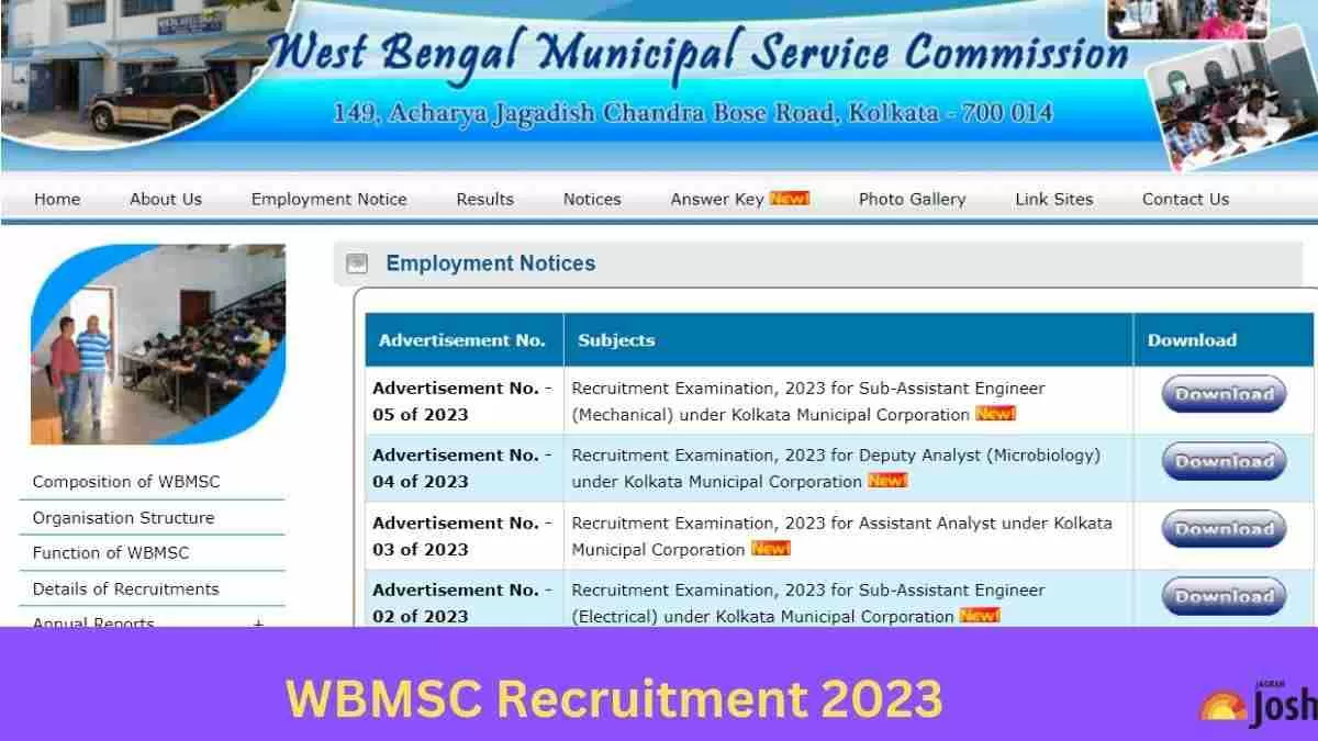 WEST BENGAL MUNICIPAL SERVICE CORPORATION RECRUITMENT 2023 NOTIFICATION OUT