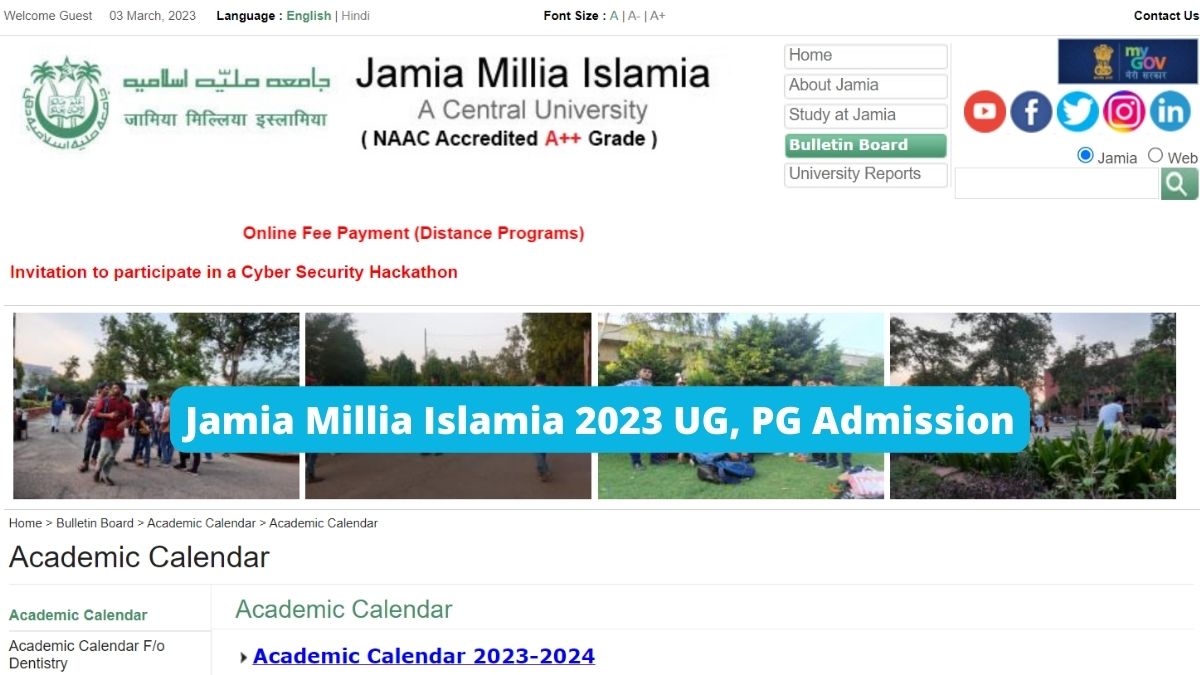Jamia Millia Islamia 2023 UG, PG Admission