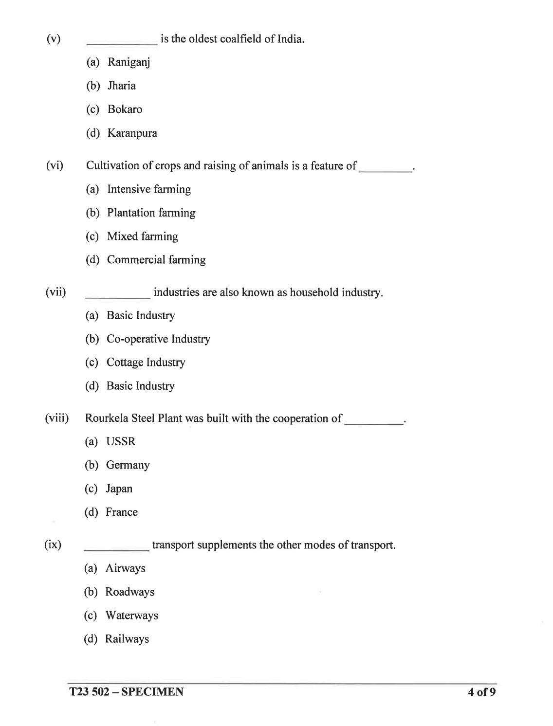 ICSE geography Specimen Paper 2023 Image 4