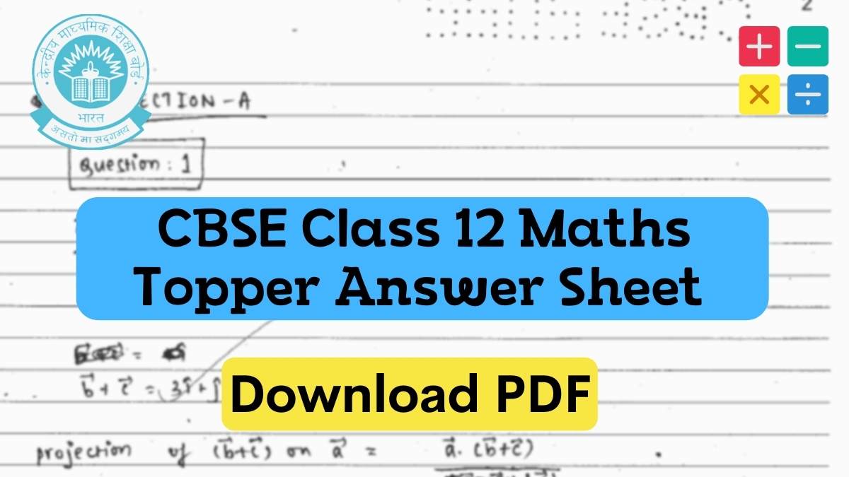 Cbse Topper Answer Sheet Class Maths Model Answer Paper By Topper Download Pdf