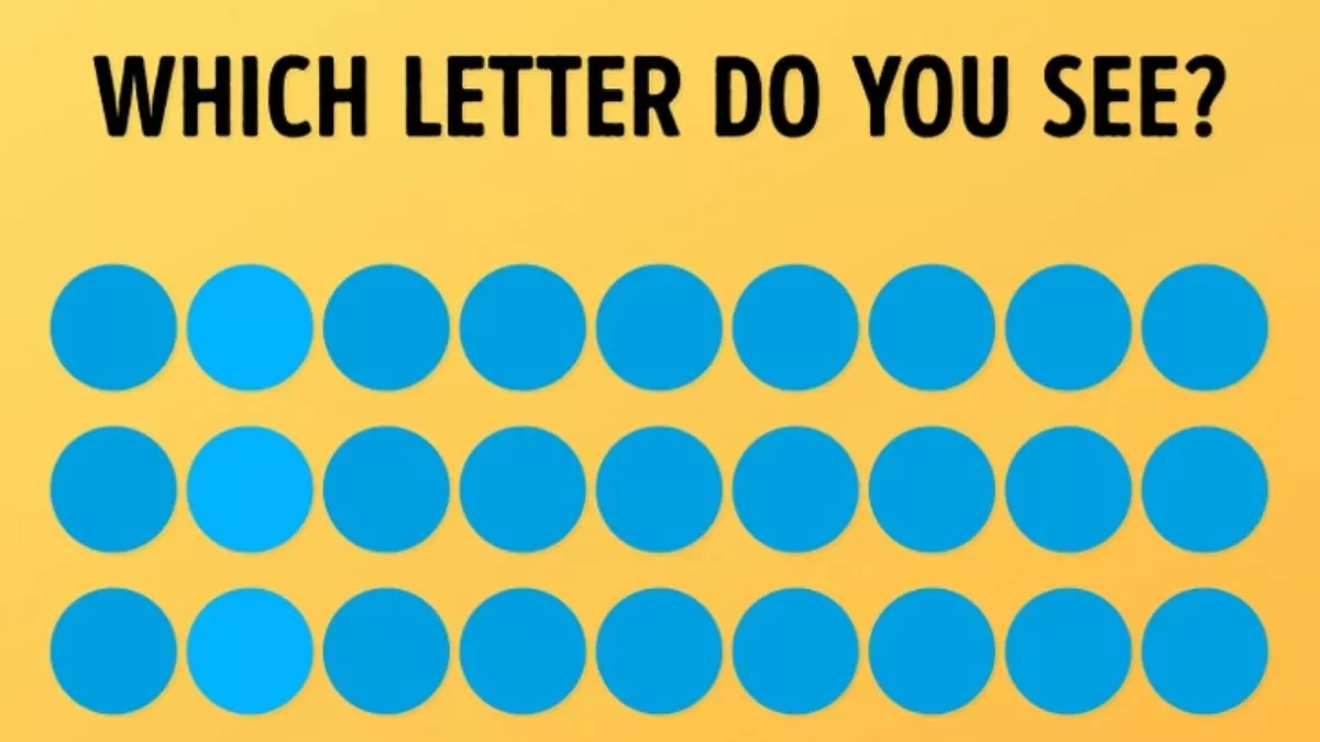 Which Letter do you see among Blue Dots in the picture within 5 secs?