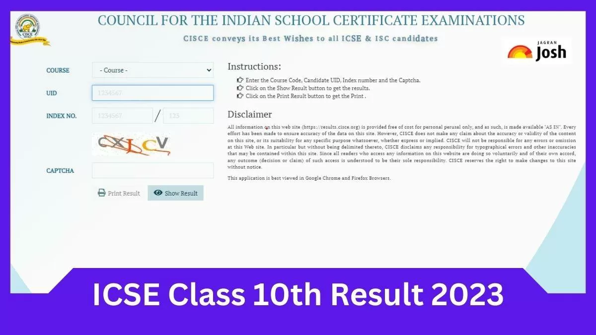 ICSE Class 10th Result 2023 @https://cisceresults.trafficmanager.net/