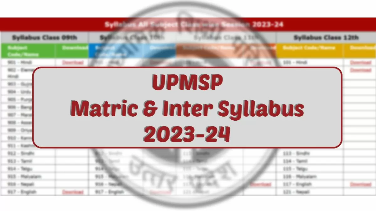 UP Board Syllabus 2023-24 RELEASED: Classes 10, 12 UP Board Curriculum ...