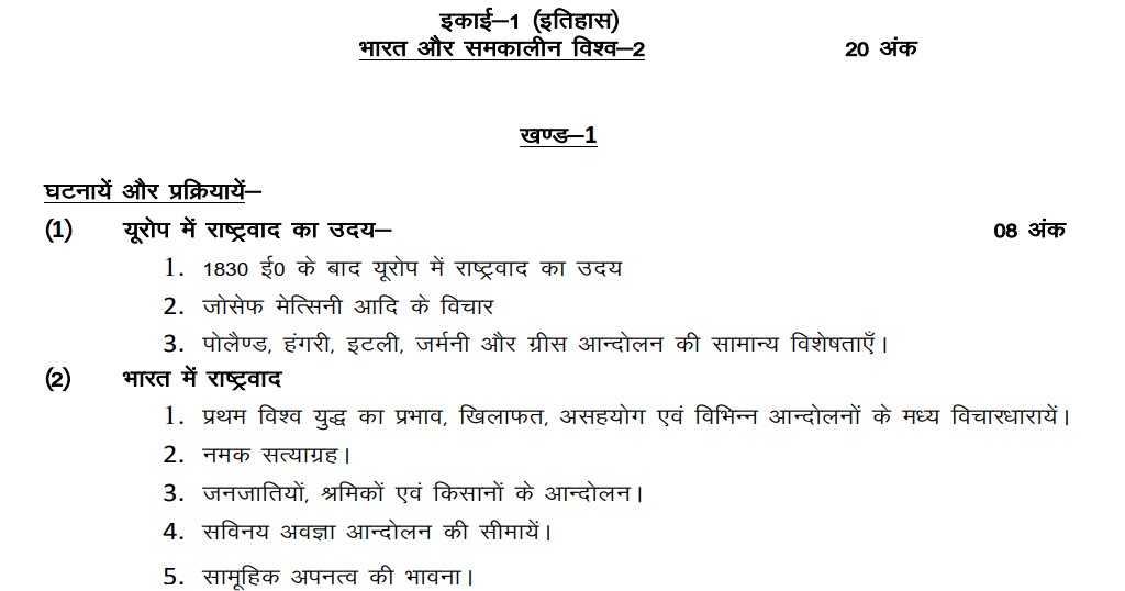 UP Board Class 10 Social Science Syllabus 2023-24